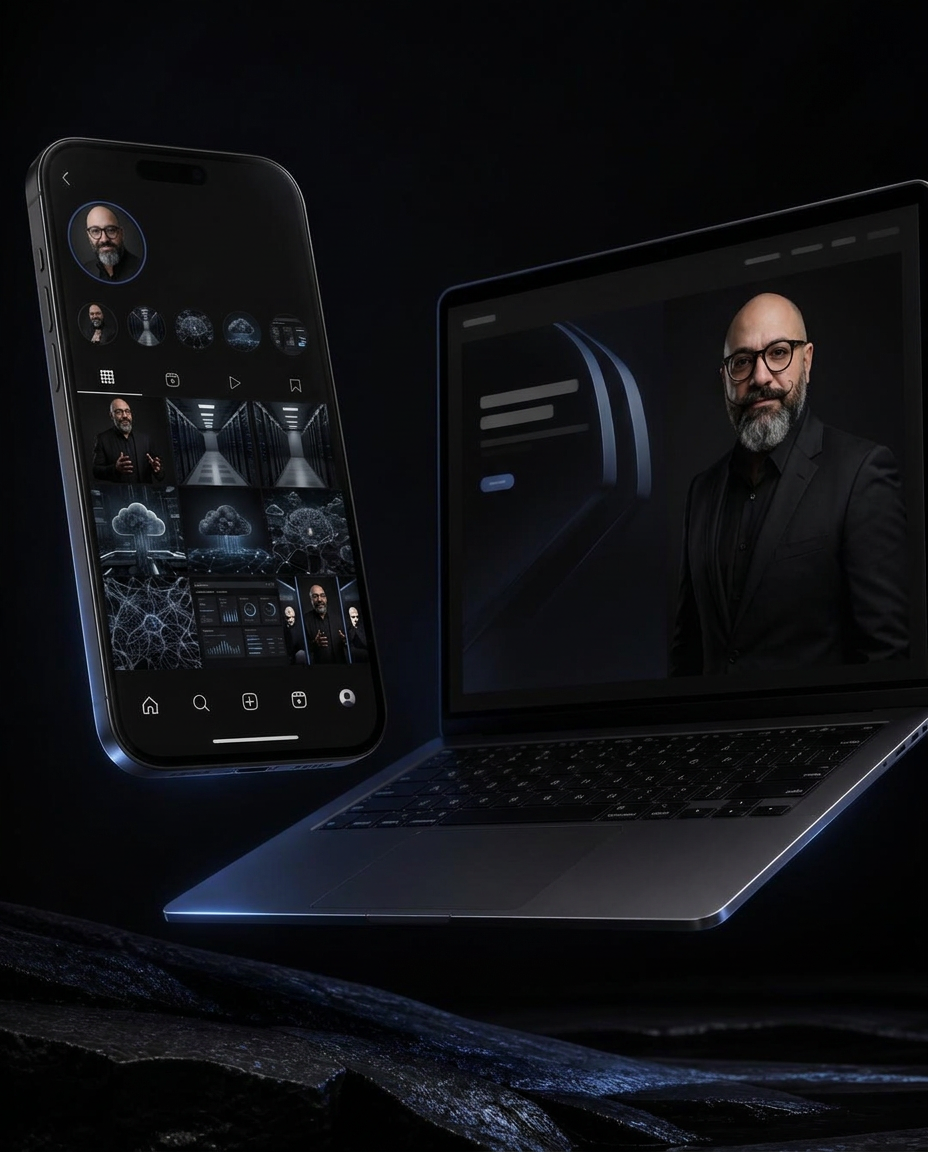 Mockups da nova identidade digital em celular e notebook